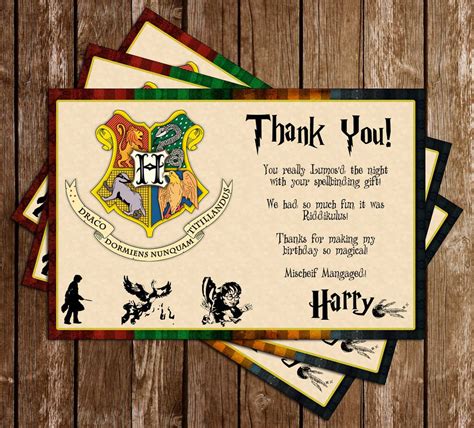 Free Black And White Printable Harry Potter Thank You Cards