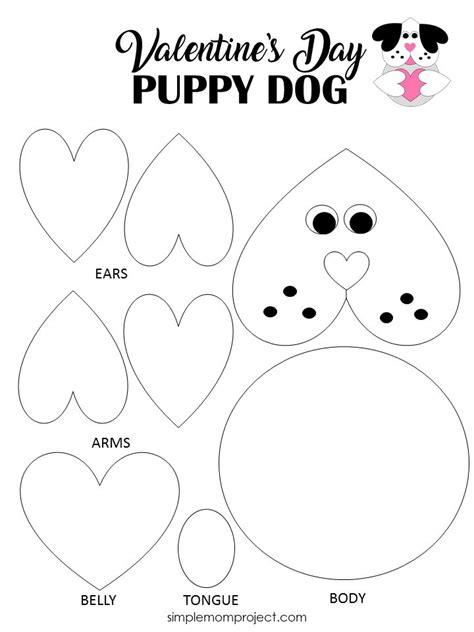Free Printable Cut And Paste Heart Dog Craft Valentine Art Projects
