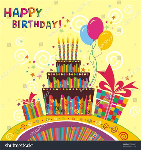 vektor stok happy birthday card vector illustration tanpa royalti 90056083 shutterstock