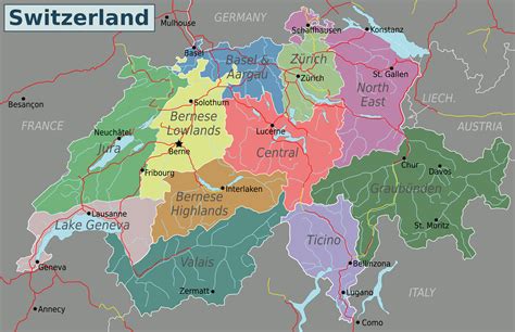 Switzerland is famously neutral, but its cities are some of the most important centers for international politics and commerce in the world. File:Switzerland-map.png - Wikimedia Commons