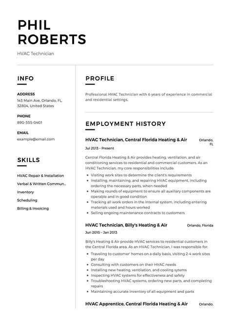 Resume Format For Hvac Technician Dontlyme Images Collections