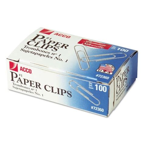 Acco Premium Heavy Gauge Wire Paper Clips 1 Smooth Silver 100