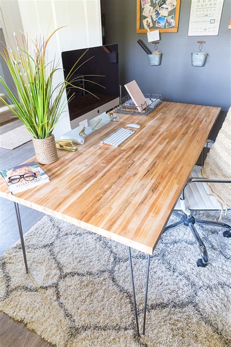 The best reason why a diy computer desk is a great option is because you can customize it however you like! DIY Butcher Block Desk | Modish & Main