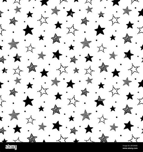Doodle Stars Pattern Seamless Star Ornaments Night Sky And Starry
