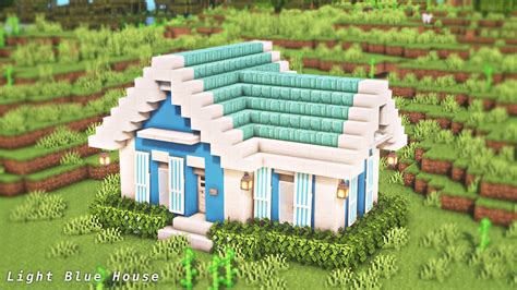 Minecraft How To Build An Aesthetic Light Blue House Youtube