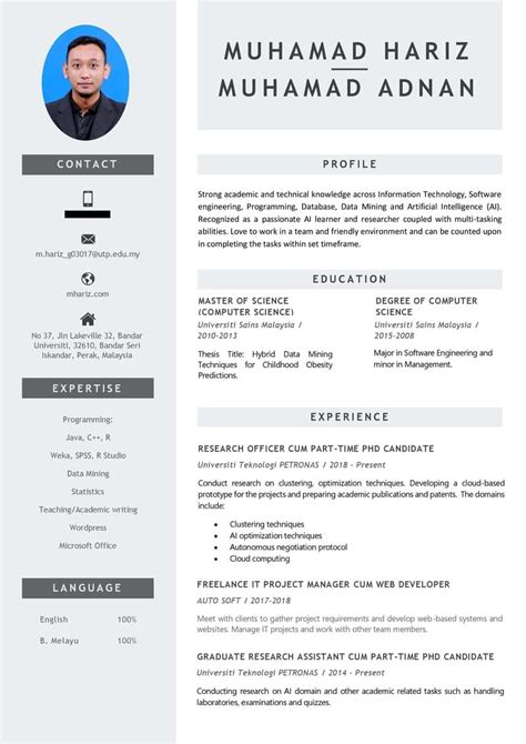 Resume infografik adalah format resume yang terkini yang biasanya digunakan oleh pemohon kerja yang. Contoh Resume Terbaik Format Lengkap Untuk Mohon Kerja