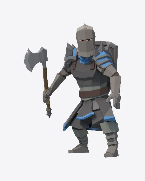 Download Low Poly Knight Axe Attack Transparent Png On Yellow Images
