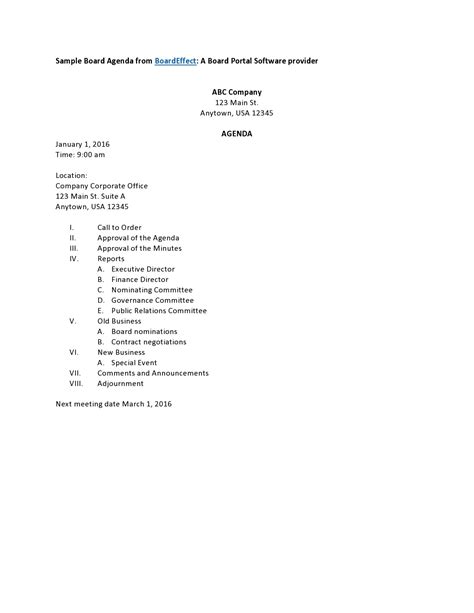 Board Meeting Agenda Templates Free Templatelab