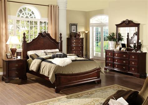New 8 drawers storage brown queen king bed modern bedroom dark cherry furniture. CM7310L Carlsbad Bedroom in Dark Cherry w/Options