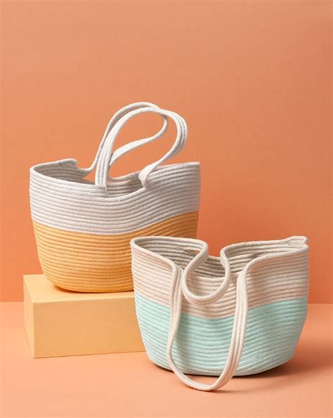 How To Make A Rope Tote Diy Rope Basket Coiled Fabric Basket Rope Diy