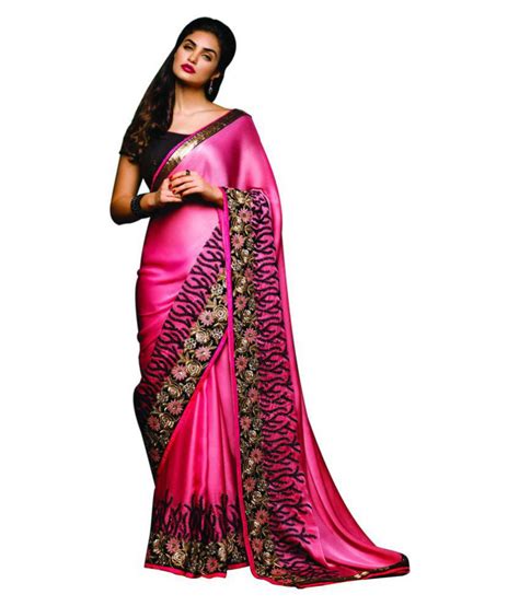 stylee lifestyle pink satin saree buy stylee lifestyle pink satin saree online at low price