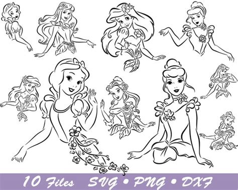 Disney princess outline half svg Brave Svg Disney Princess | Etsy