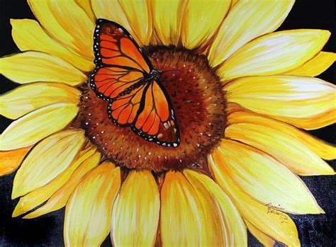 Sunflower And Butterfly Clip Art Sunflower Paintings