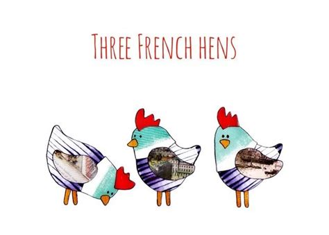 Christmas Card Three French Hens Christmas Cards 12 Days Of Xmas