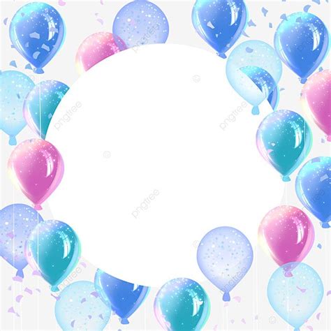 Colorful Balloons Floating In The Air Around A White Circle
