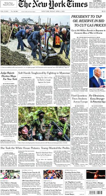 The New York Times In Print For Friday April 1 2022 The New York Times