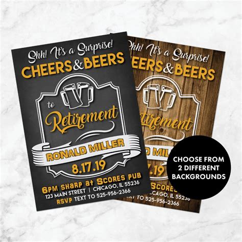 Cheers And Beers To Retirement Invites Rustic Retro Etsy Beer