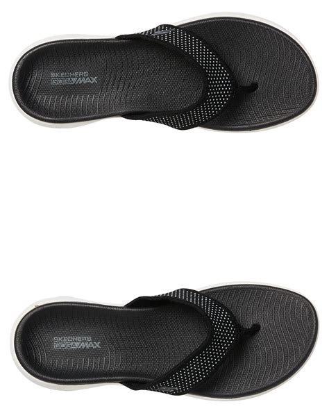 Black White Coloured On The Go 600 Womens Thong Black White By Skechers