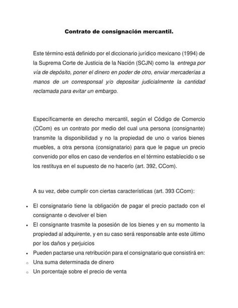 Contrato De Consignación Mercantil Cartasyformatos Udocz