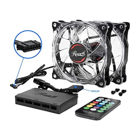 Rosewill Rgb Case Fan 2 Pack 120mm Case Fans With 17 Key Remote Control