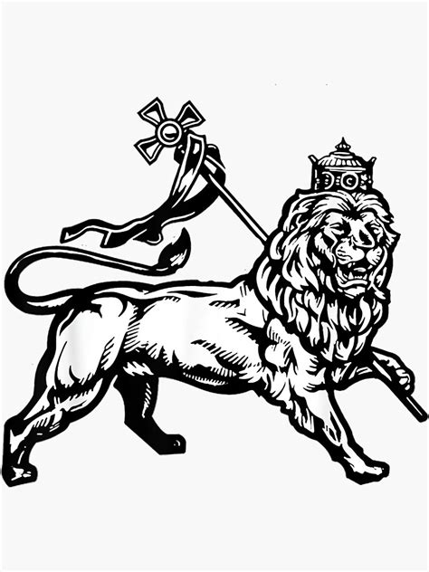Ethiopian Rasta Lion Of Judah With Ethiopian Cross Sticker For Sale