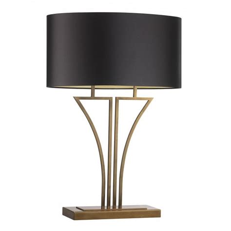 Heathfield And Co Yves Antique Brass Metal Table Lamp And Shade