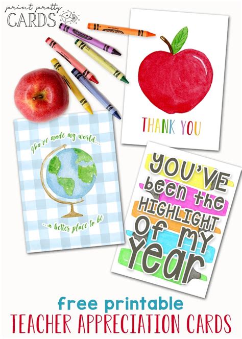 Teacher Appreciation Free Printable Cards