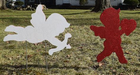 2 Valentines Day Glittered Cupid Outdoor Yard Decorations 2 Etsy