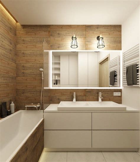 Holz Wandverkleidung im Bad und weiße badmöbel Bathroom Paneling, Bathroom Wall Tile, Bathroom