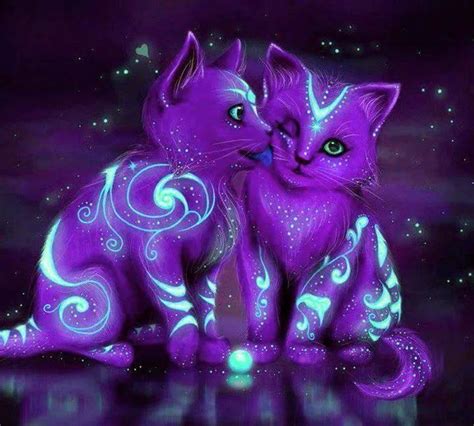 Gatitos Purple Purple Cat Cat Art Cute Animal Drawings