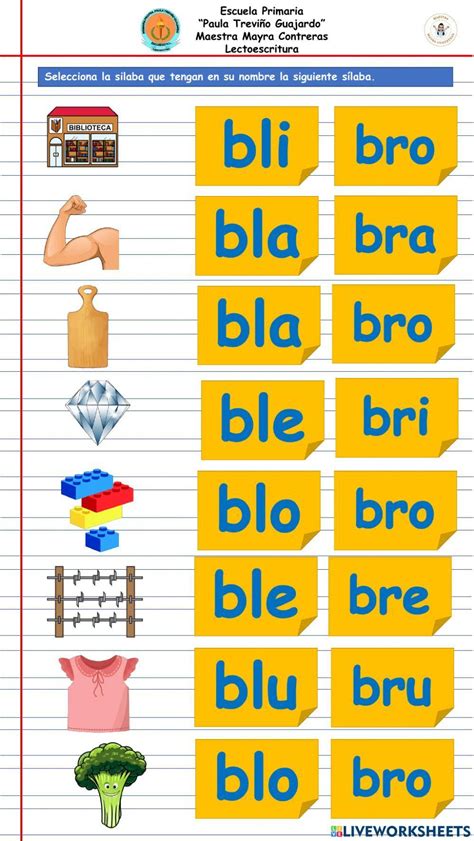 Silabas Trabadas Bl Y Br Worksheet Live Worksheets