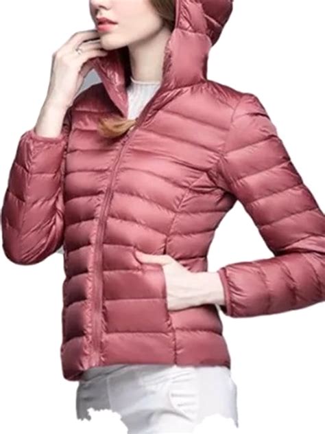 Womens Short Down Jackets Packable Lightweight Hooded Puffer Coats With