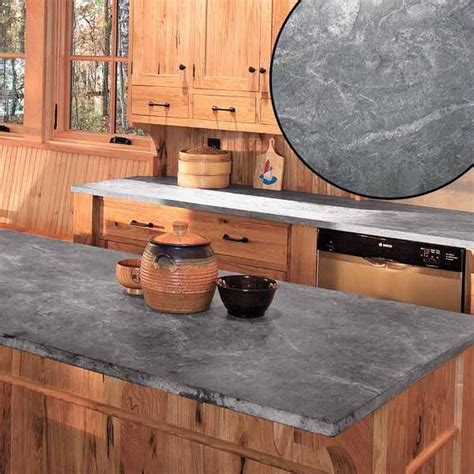 Unoiled Gray Soapstone Countertop In Rustic Kitchen Stone Countertops