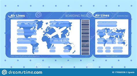 Airplane Ticket Boarding Pass Ticket Template Stock Vector