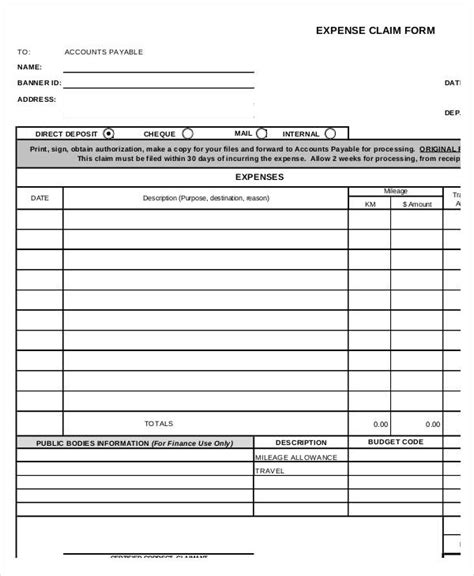 Expense Claim Form 89 Pdf Health Expenses Form Printable Hd Docx