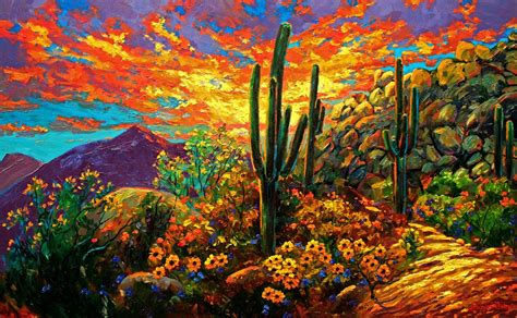 Impressionist Paintings Desert Sunset Original Oil By Schaefermiles