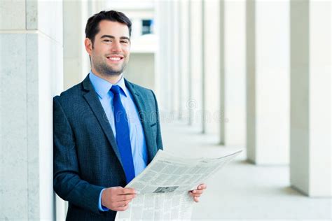 Businessman Reading Business Newspaper Stock Photo Image Of European