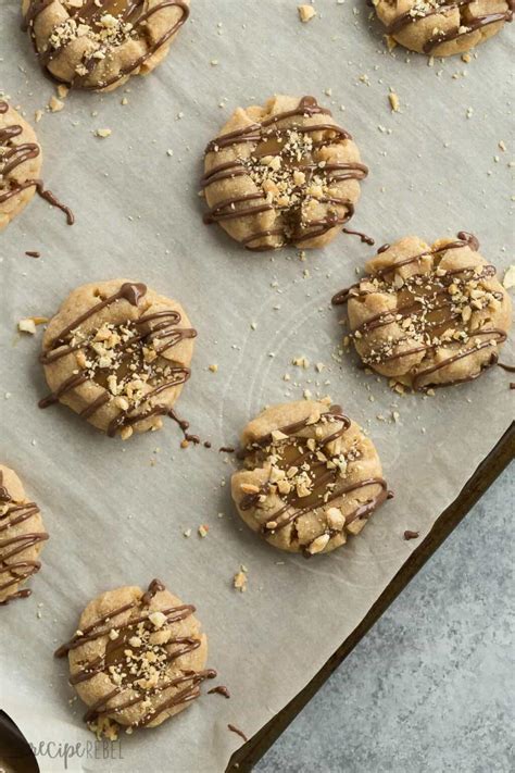 Peanut Butter Turtle Thumbprint Cookies The Recipe Rebel
