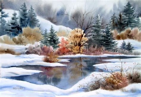 Art Montana Winter Lake By Artist Pamela K Wilhelm Winter Landscape