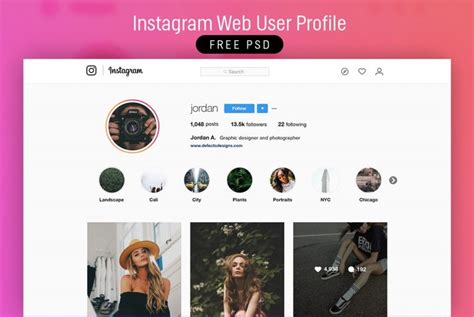 Instagram User Profile Web Template Download Psd