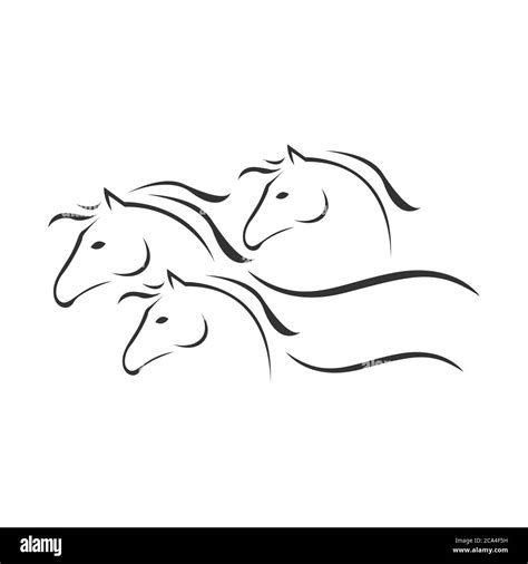 Silueta De 3 Caballo Logo Plantilla Diseño De Ilustración Vectorial