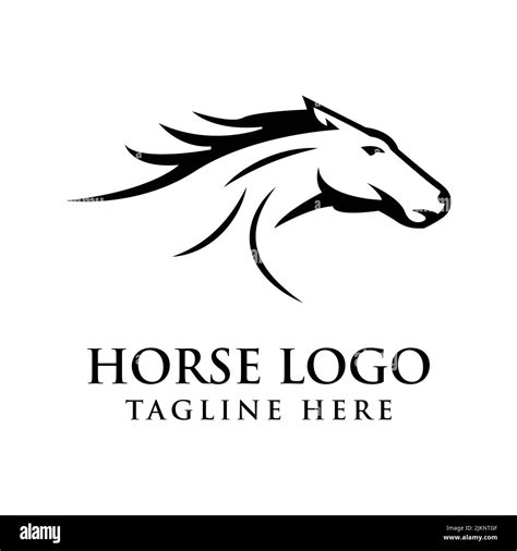 A Simple Logo Design With A Horse Head Silhouette On White Background
