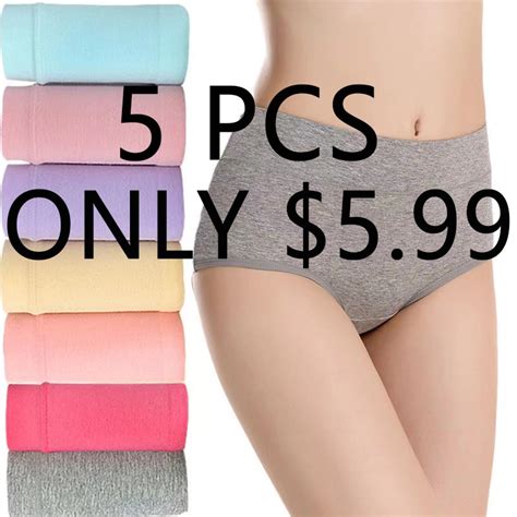 Ready Stock 5pcs Cotton Panties Women Middle Waist Underwear Ladies