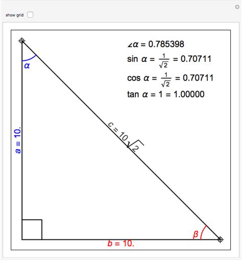 Trigonometric Functions For A Right Triangle Wolfram Demonstrations