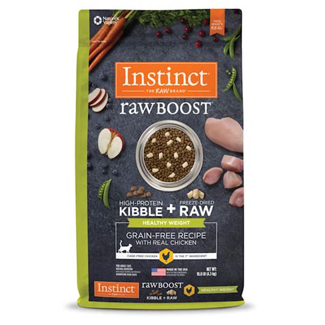 Instinct raw boost indoor health grain free recipe natural dry cat food. Instinct Raw Boost Healthy Weight Grain-Free Chicken ...