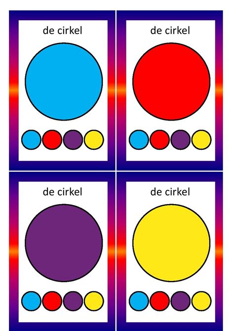 vormen en kleuren 1 right brain pie chart activities shapes learning niko cards