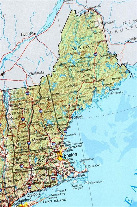 Map Reference Physical Map Of New England Vivid Imagery Etsy