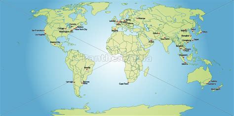 Illustrazioni di bandiere e mappe. mappa dei capitali del mondo in verde pastello - Foto ...
