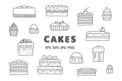 Cakes Outline Doodles Svg Cake Icons