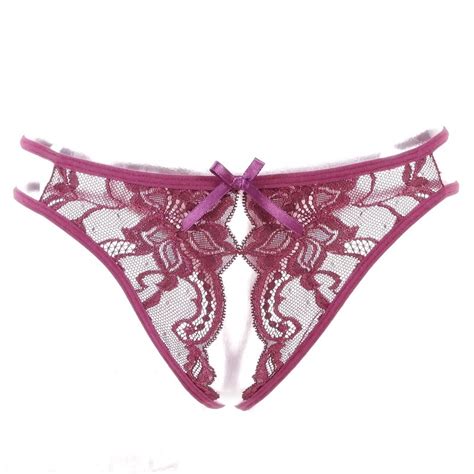 Buy Wire Royal Embroidery Opening Thong Female Panties